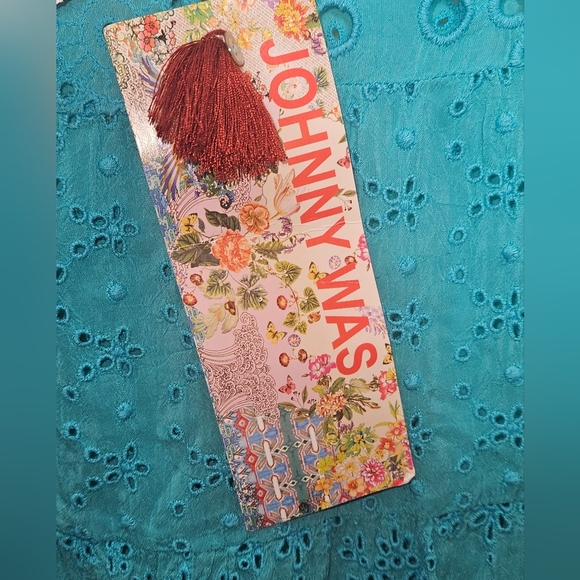 Johnny Was Petite Bell Sleeve Eyelet Tunic, Size PXS, Turquoise, NWT - Picture 7 of 10